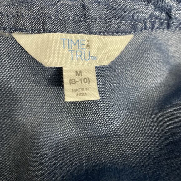 Time & True Women’s M Blue Chambray Long Sleeve Midi Dress Casual - Picture 14 of 16